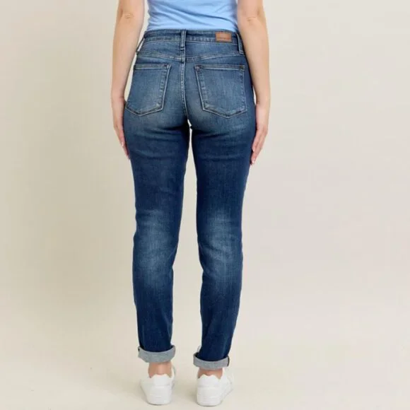 Judy Blue Mid Rise Cuffed Slim Fit Jeans - Picture 3 of 4